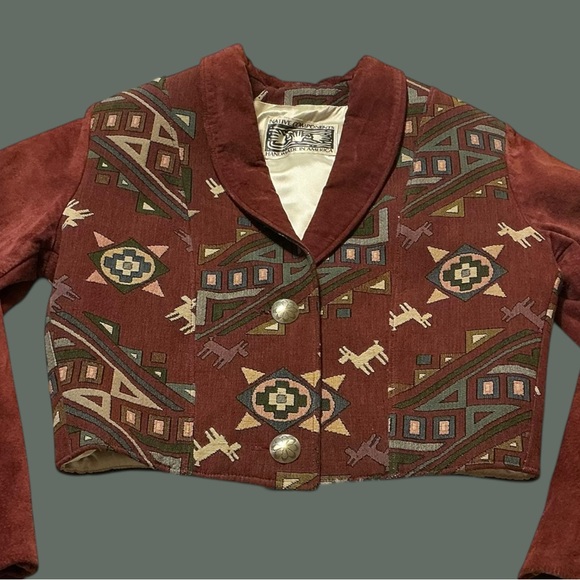 Rust Suede Patterned Women's Jacket - Picture 3 of 6